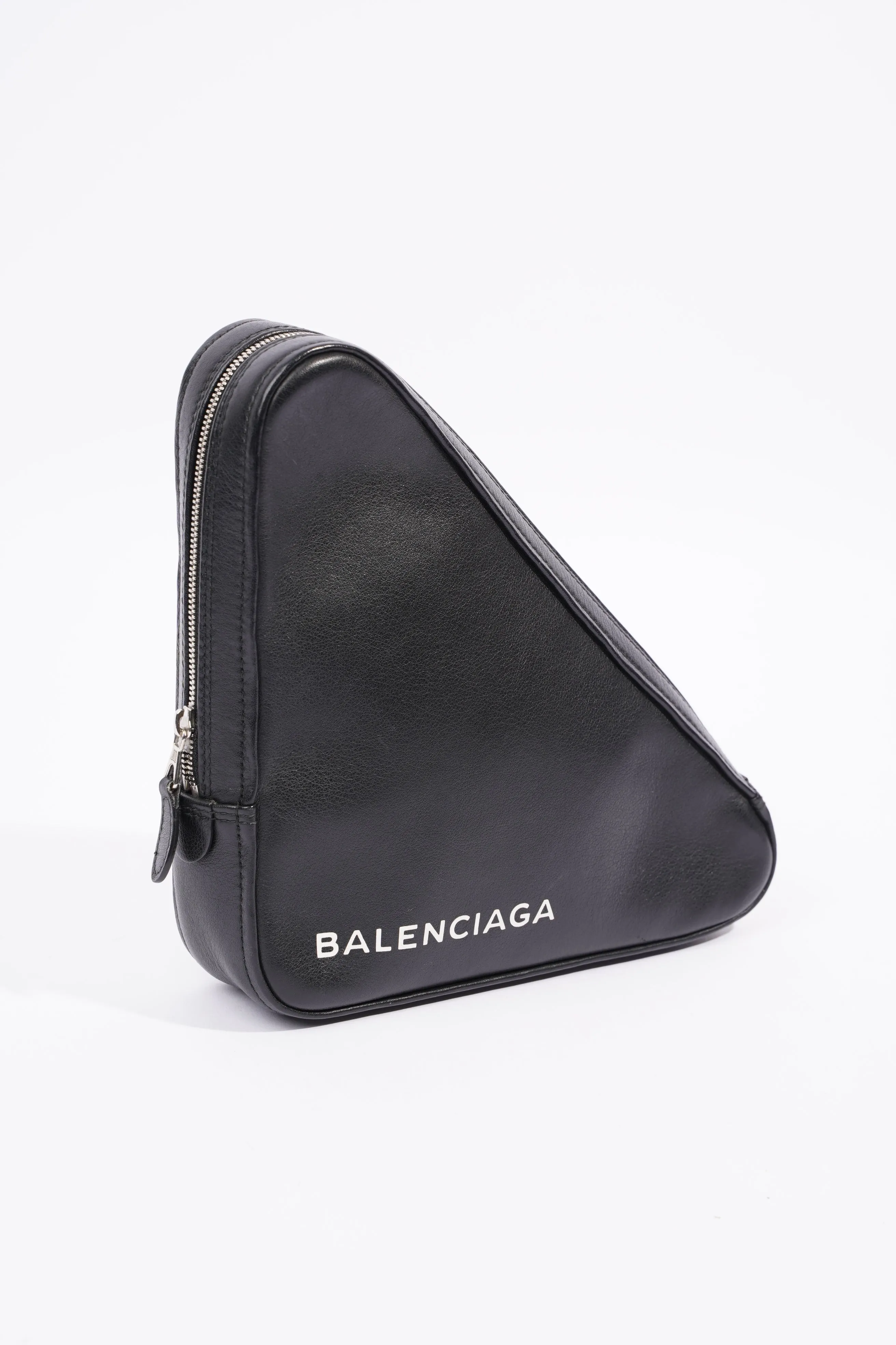 Balenciaga Triangle Pouch Black Leather Medium