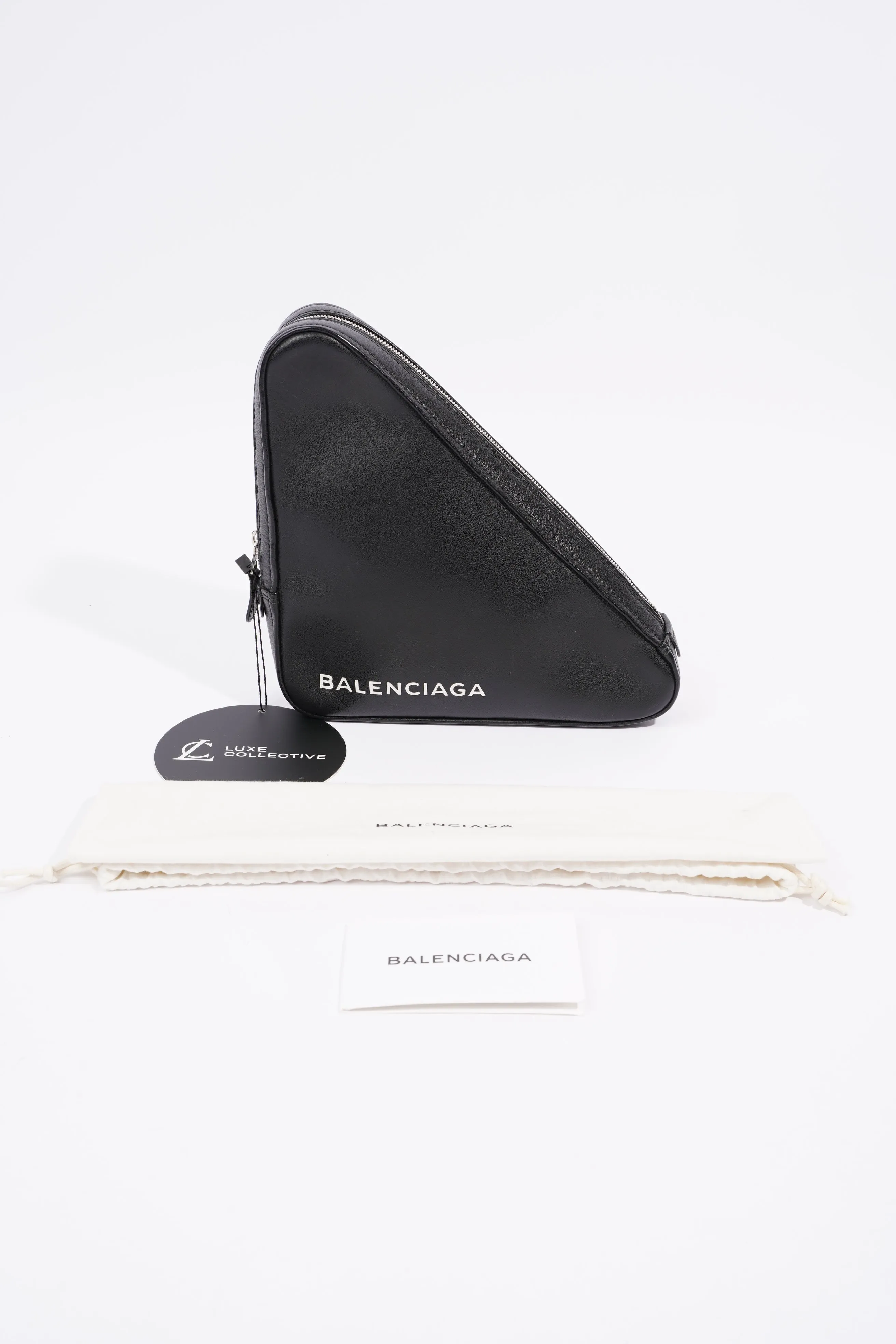 Balenciaga Triangle Pouch Black Leather Medium