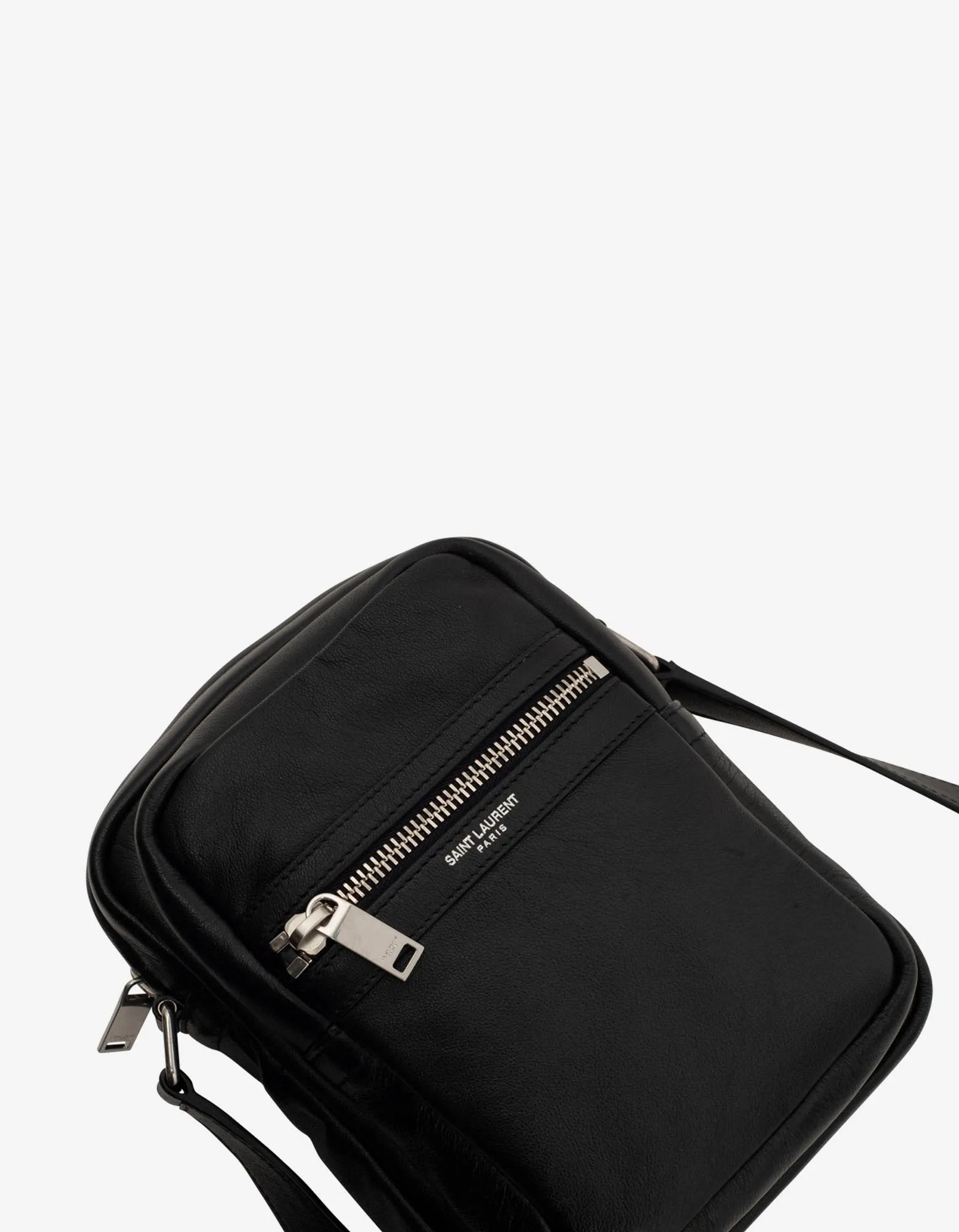 Black Leather Brad Pouch -