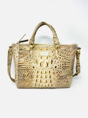 Brahmin Beige/Bronze Metallic Reptile AS IS Designer Satchel