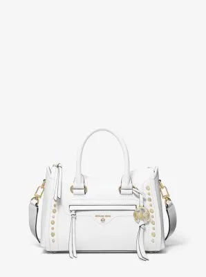 Carine Small Studded Pebbled Leather Satchel