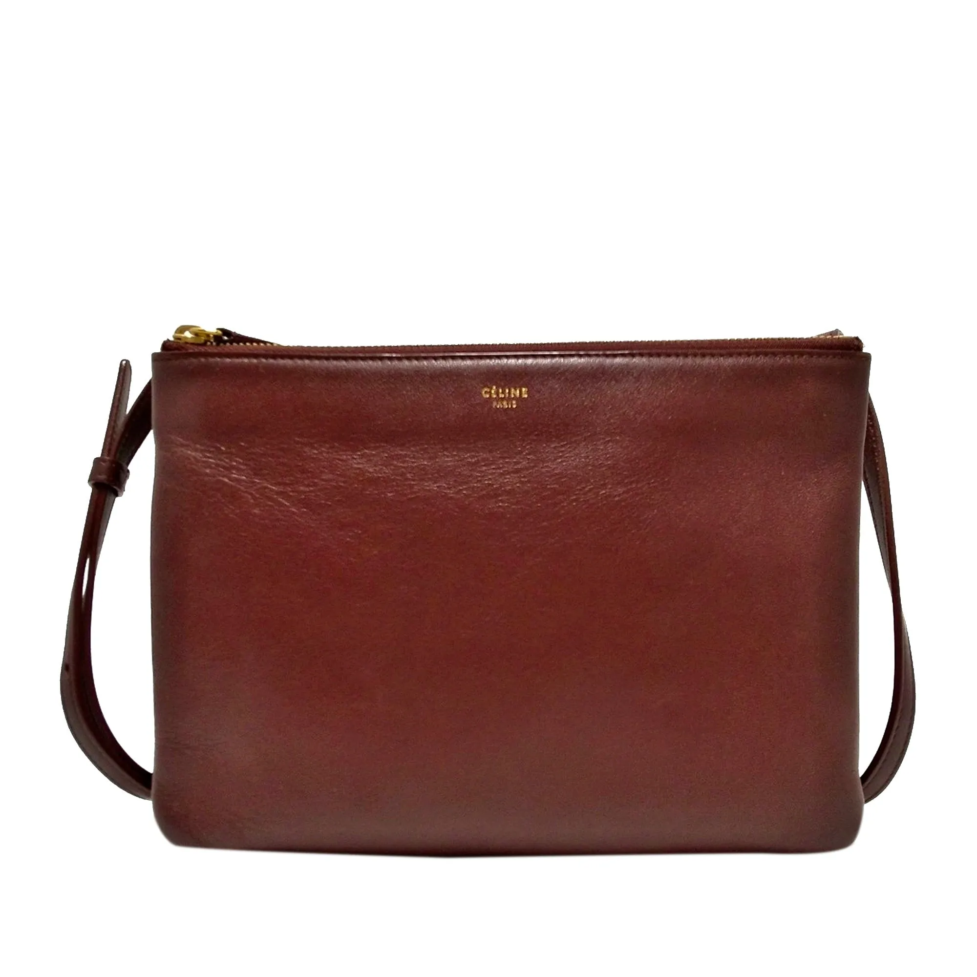 Celine Trio Leather Crossbody Bag Red