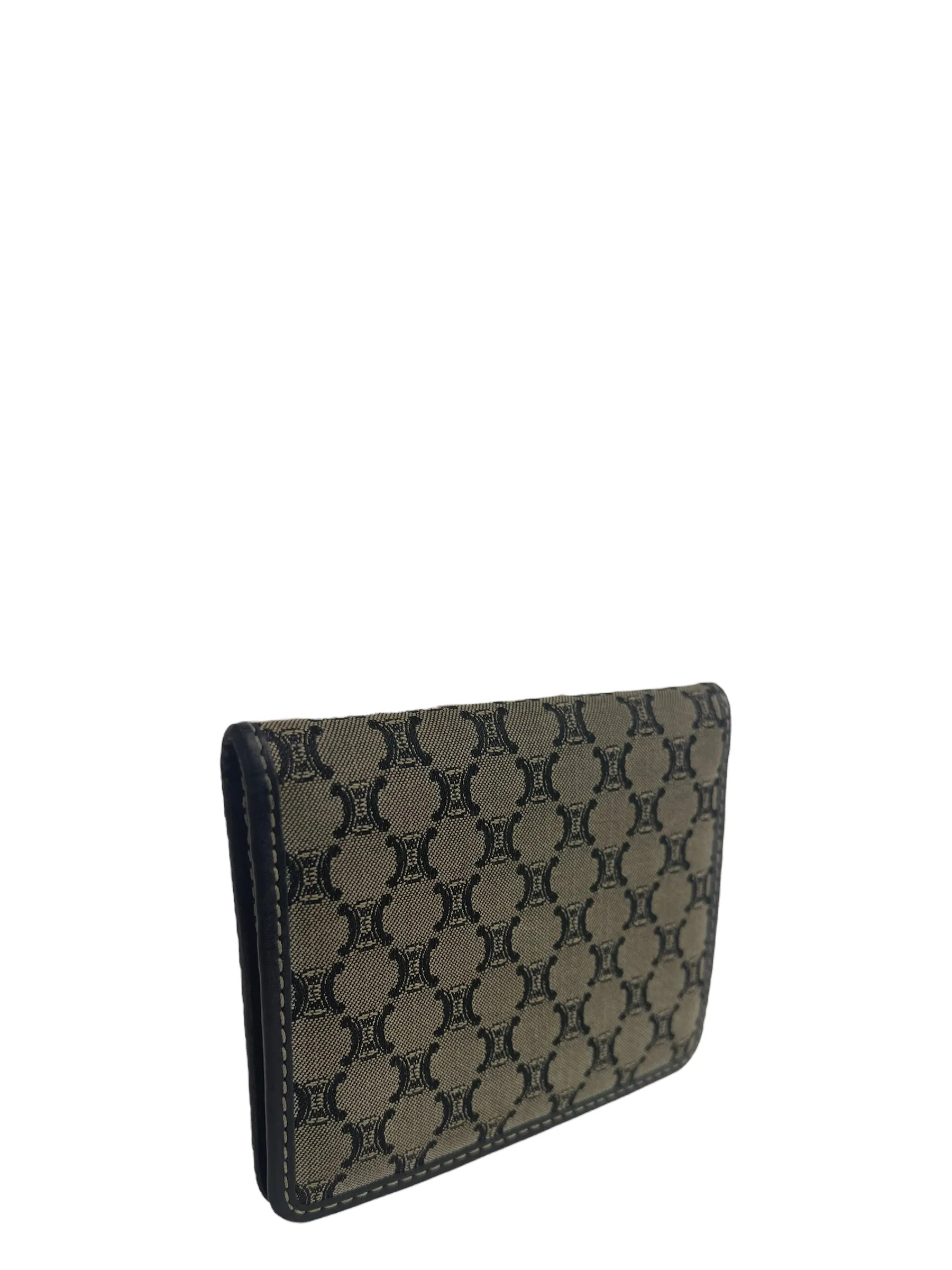 Celine Vintage Navy Monogram Canvas Cardholder