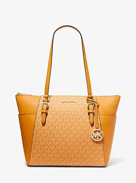 Charlotte Large Logo and Leather Top-Zip Tote Bag