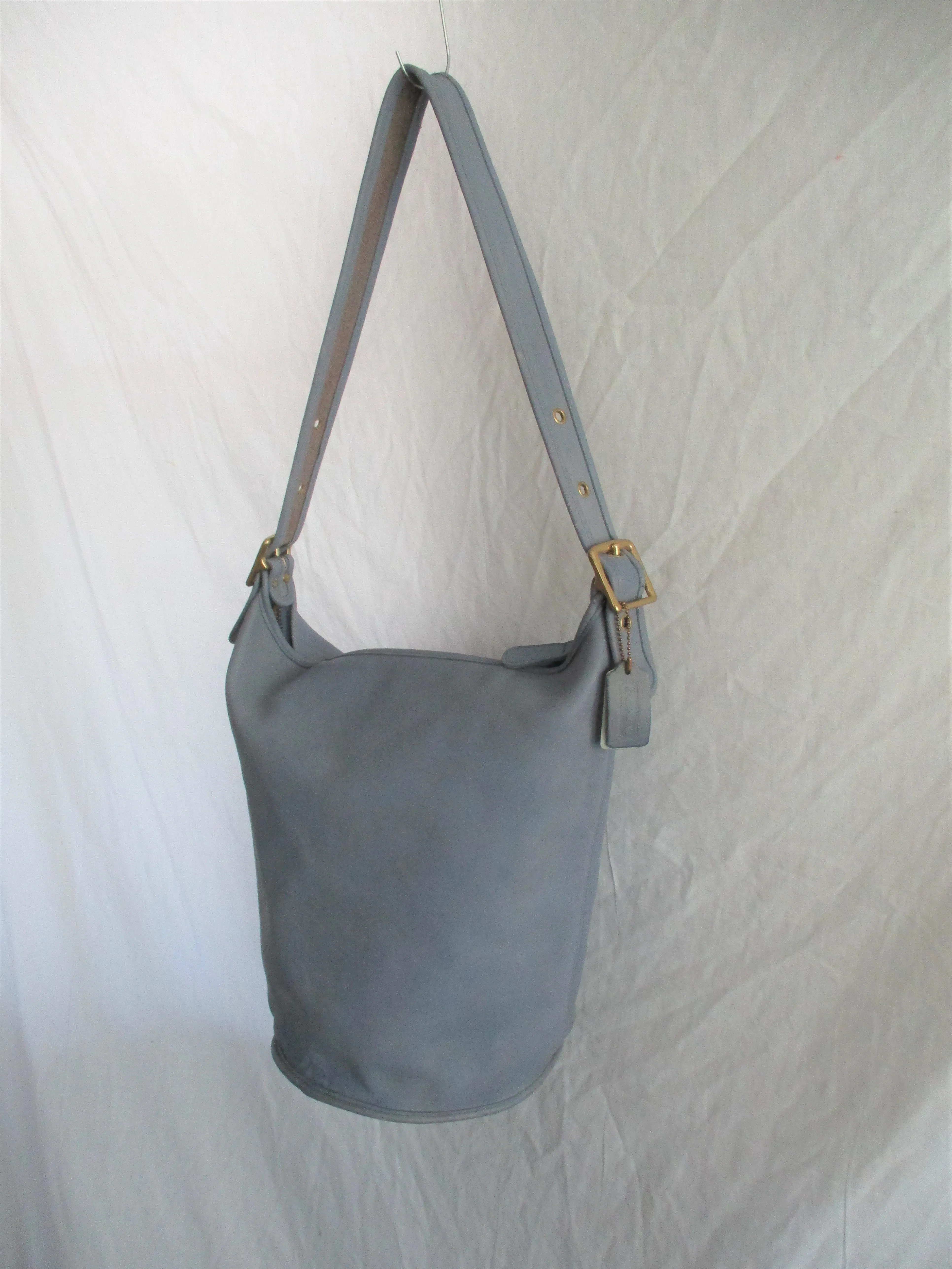 COACH 9085 Soft Leather Hobo Bucket Duffle Shoulder Bag Tote Shopper Purse BLUE