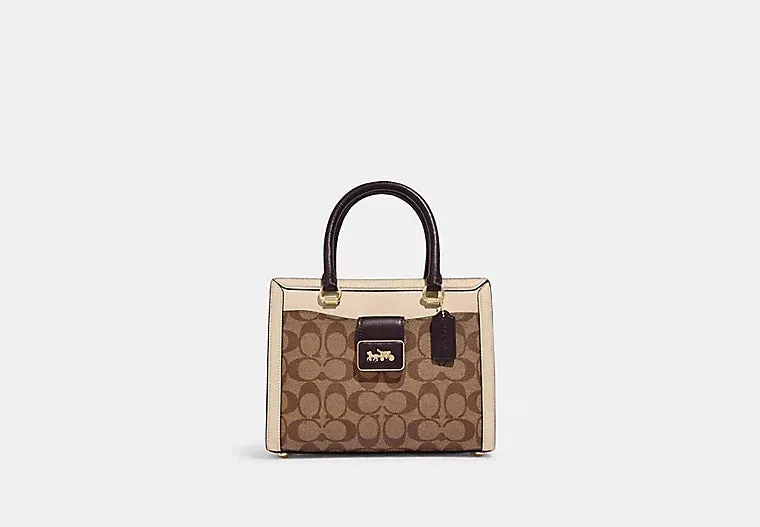 Coach Grace Carryall In Signature Canvas Khaki