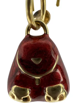 Enameled Red Backpack Rucksack Knapsack 18k 750 Yellow Gold Charm Pendant