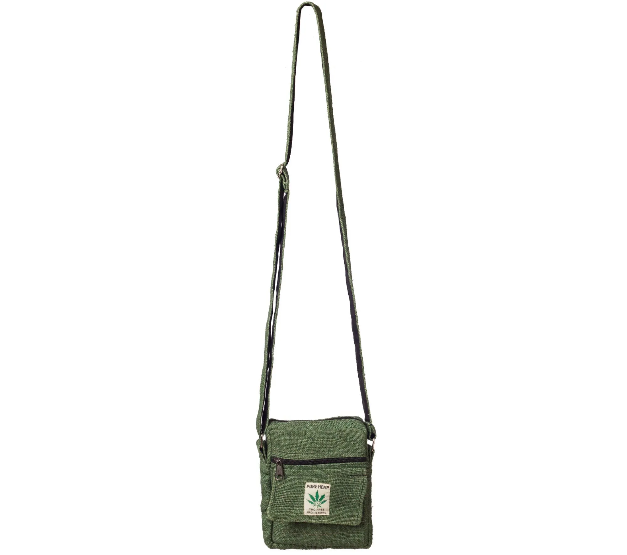 Hemp Purse, Green CrossBody Bag, Vegan Market Bag, Zipper Closure