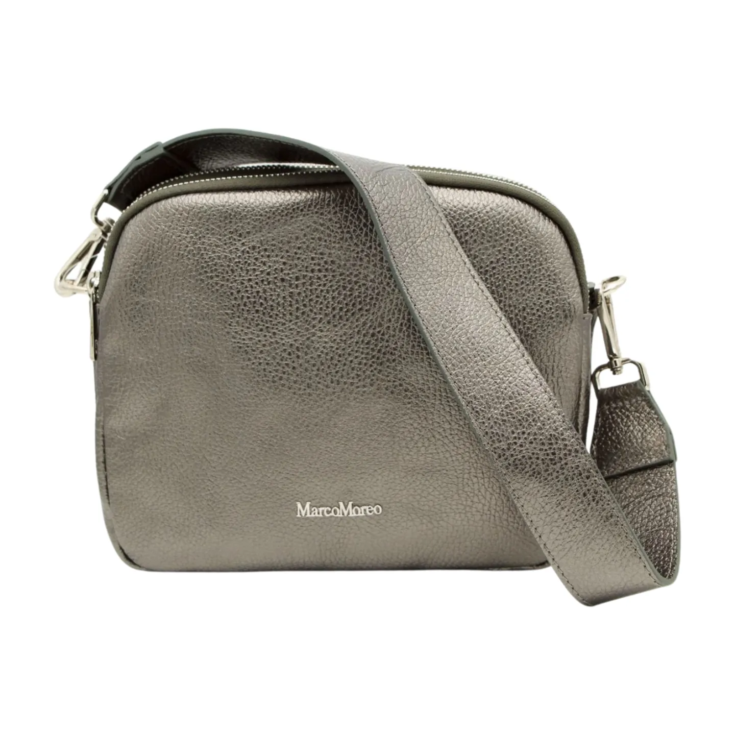 MARCO MOREO 1768 Pewter Double Zip Crossbody Bag