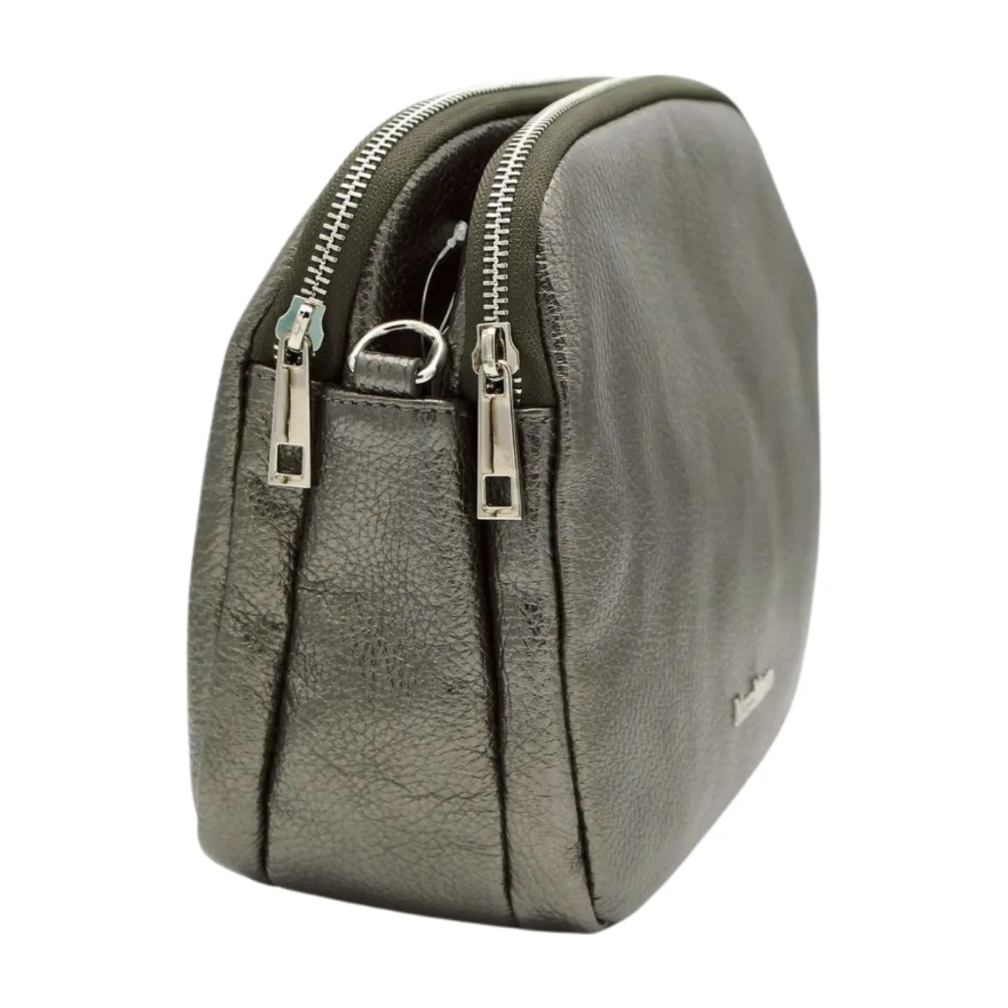 MARCO MOREO 1768 Pewter Double Zip Crossbody Bag