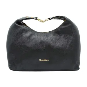 MARCO MOREO Black Leather Hobo Crossbody Bag  7168