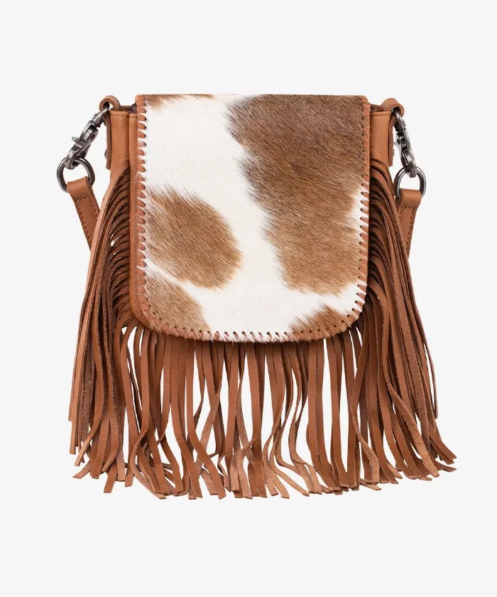 Montana West Genuine Leather Hair-On Fringe Crossbody Bag