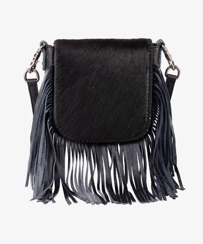 Montana West Genuine Leather Hair-On Fringe Crossbody Bag