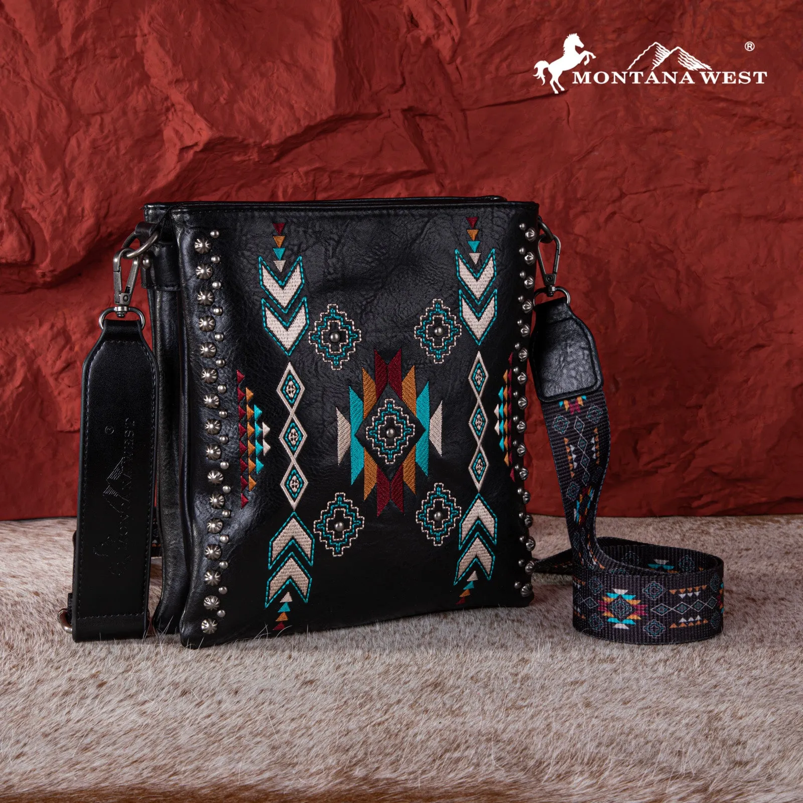 MW1245G-9360  Montana West Embroidered Collection Concealed Carry Crossbody