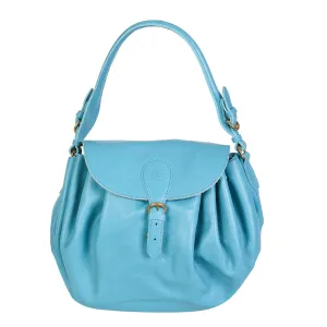 NEW IL BISONTE WOMEN'S CURLY COLLECTION SHOULDER BAG IN TURQUOISE LEATHER