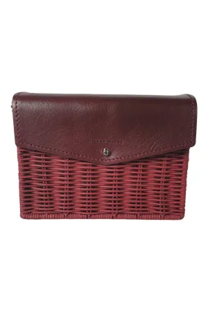 WICKER WINGS Mini Shou Leather Trim Burgundy Crossbody Bag (S)